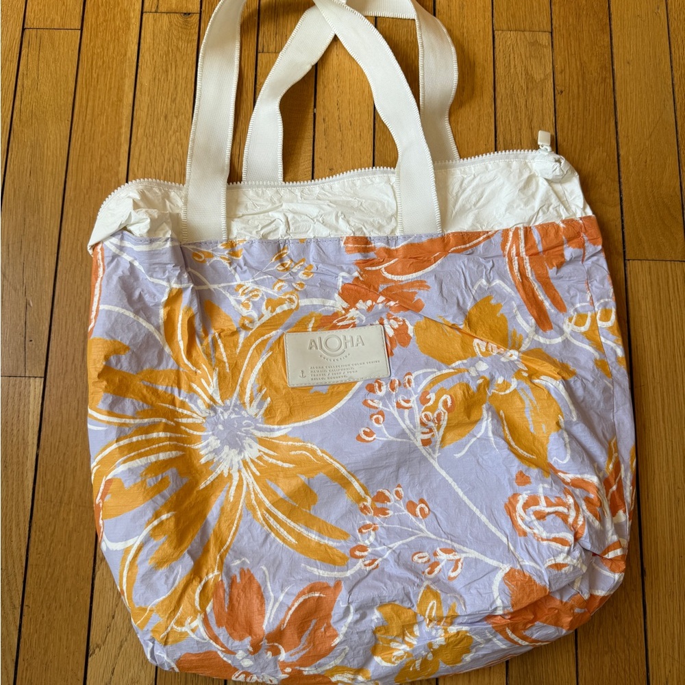 Aloha Collection Floral Tote Bag - Orange and White